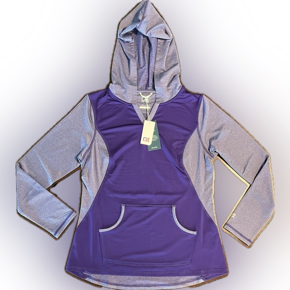 NWT Cutter & Buck Women’s DryTech Tackle Hoodie, Purple/Purple Heather, size M - Picture 2 of 7